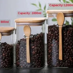 Set of 3 bamboo and glass containers