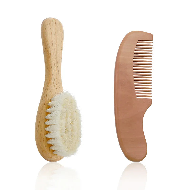 Set of Comb and Brush for Babies – Wooden Hairbrush with Natural Bristles