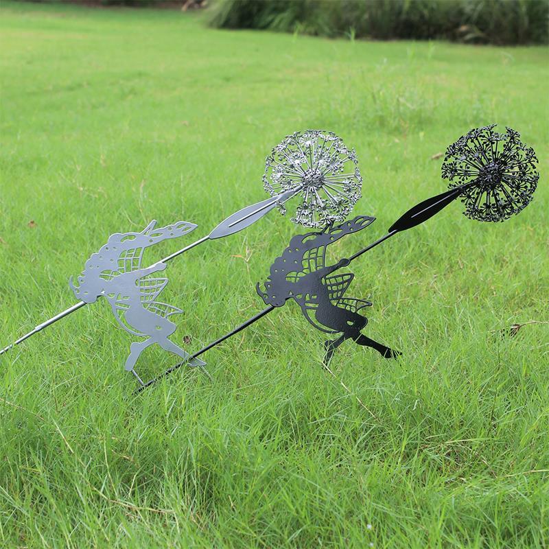 Tanzende Elfe und Löwenzahn - Garten Skulptur für Außenbereiche