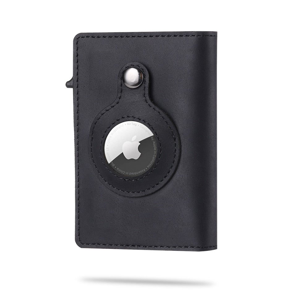 Elegant card holder with integrated AirTag compartment