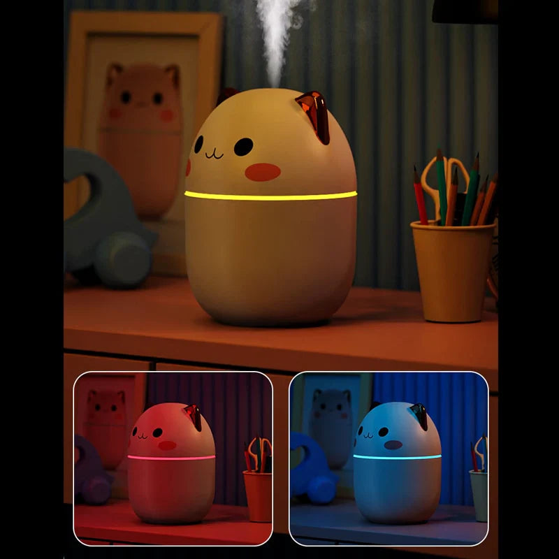 Cat-shaped Mini Humidifier with Color-Changing Night Light
