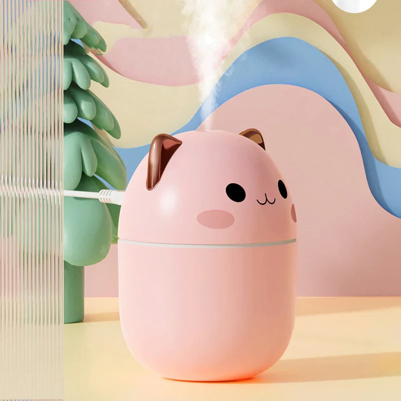 Cat-shaped Mini Humidifier with Color-Changing Night Light