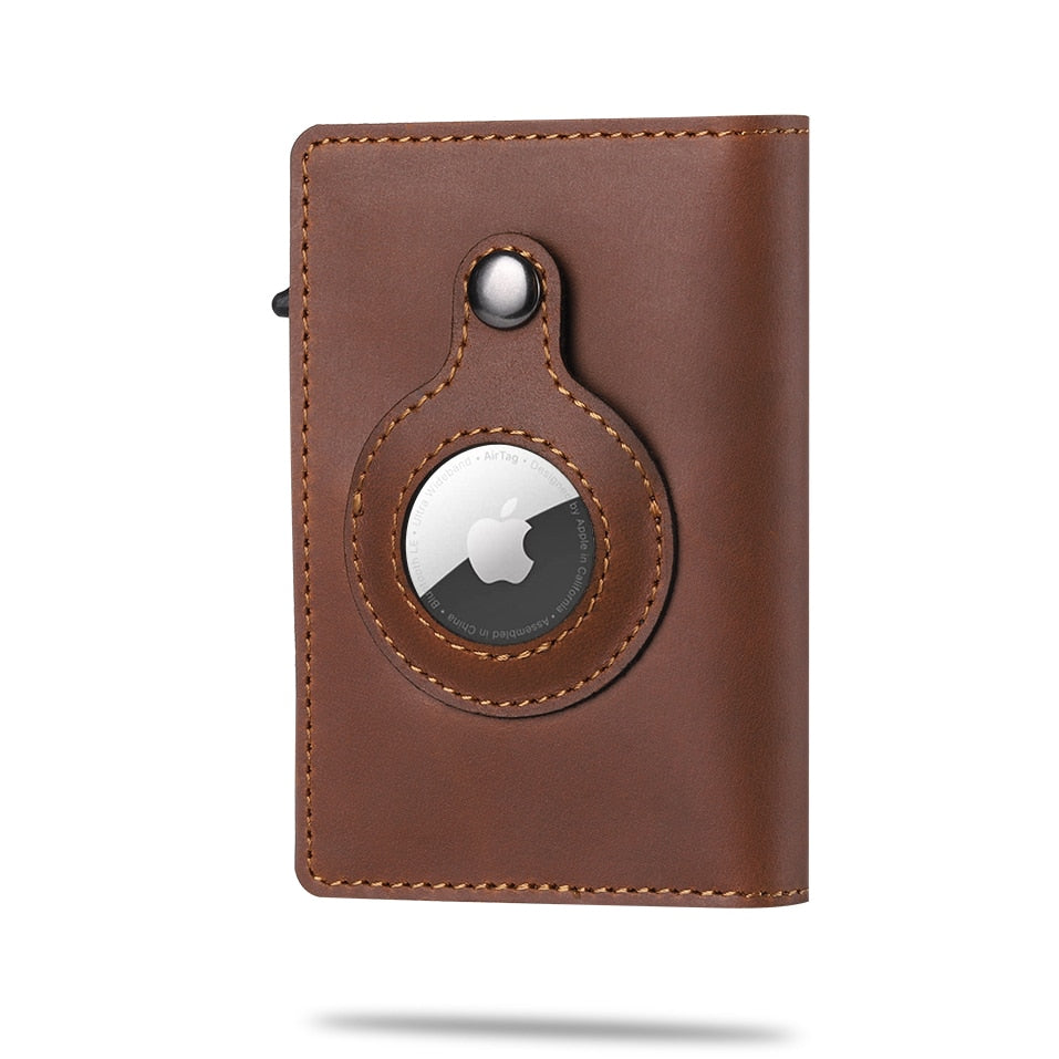 Elegant card holder with integrated AirTag compartment