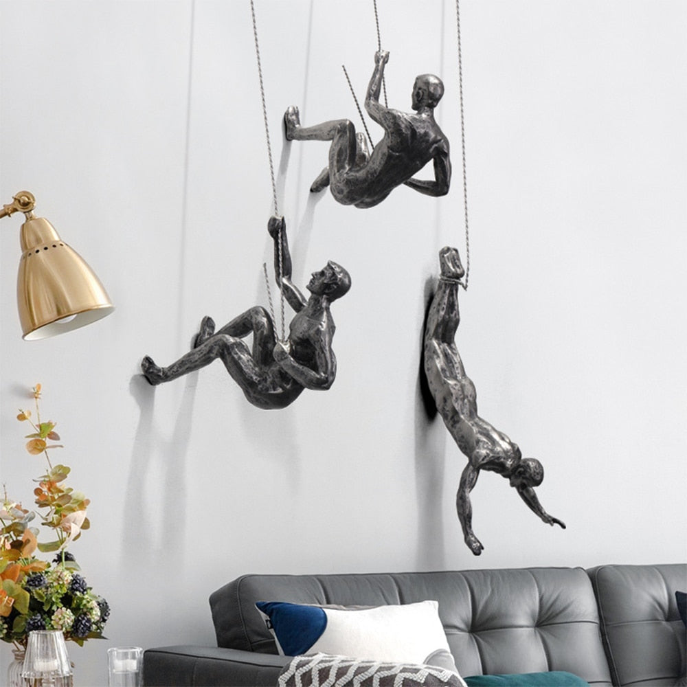 Climbing Figures Wall Decoration – Inspiring Wall Art Made of Resin and Iron