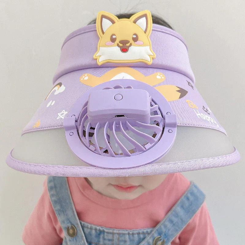 Kids' Sun Hat with Fan – Adjustable Frog-Design Summer Hat