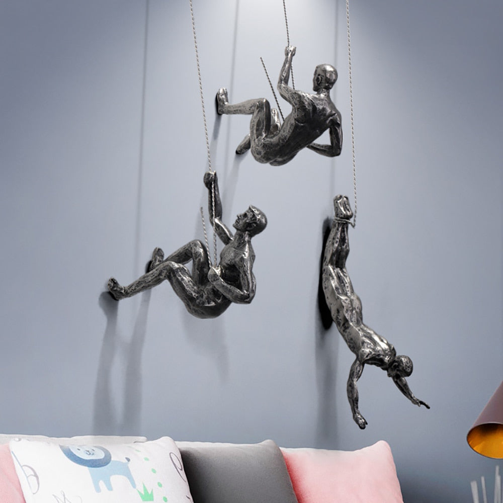 Climbing Figures Wall Decoration – Inspiring Wall Art Made of Resin and Iron