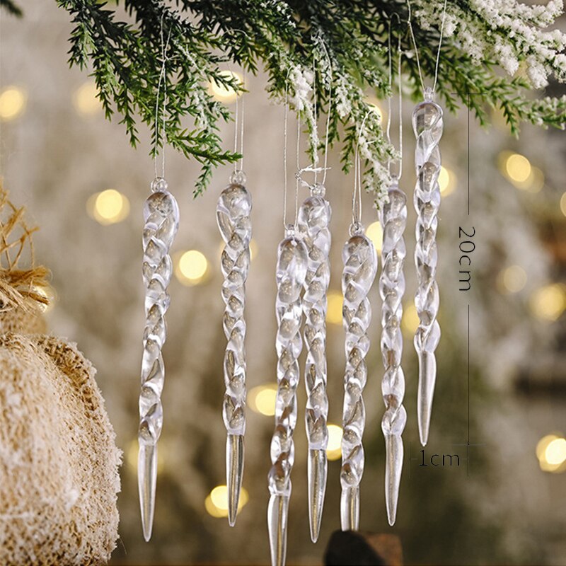 12 Stück Kunst-Eiszapfen für Weihnachtsbaumdekoration