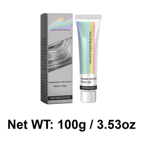 Permanent hair dye in cool silver-grey and ash-grey
