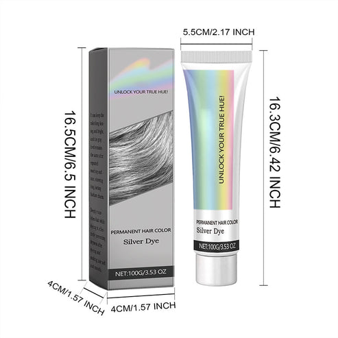 Permanent hair dye in cool silver-grey and ash-grey