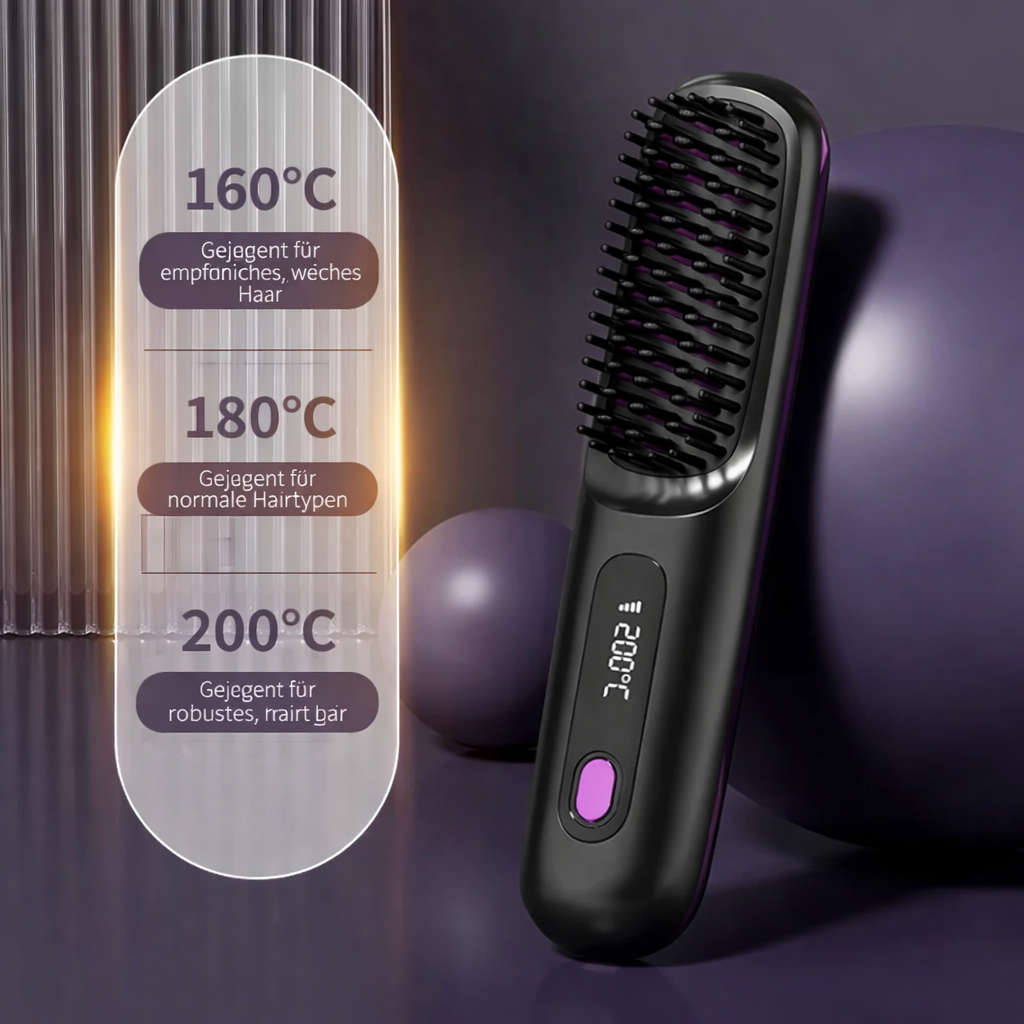 Portable Hair Straightener | Ceramic Hair Straightener with LCD Display | Battery-powered
