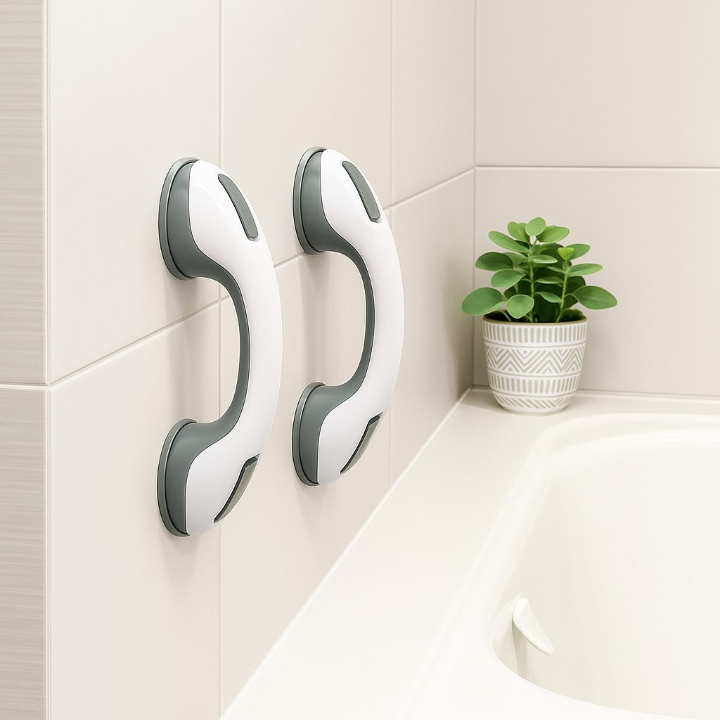 Bathroom Grab Bar | No Drilling | Strong Suction Cup | Added Safety | SecureHold