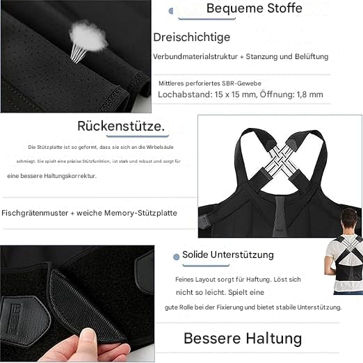Haltungskorrektur für Rücken- und Nackenschmerzen – Verstellbar & Stabil