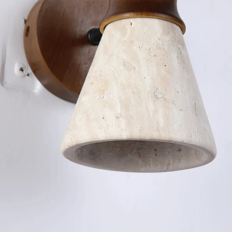 Elegant natural stone wall light - Yellow Travertine wall lamp with warm white LED