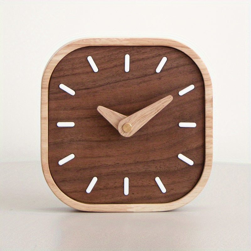 Elegante Tischuhr aus Holz mit lautlosem Quarzwerk