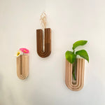 Elegant Wooden Plant Mount with Removable Vase for Walls