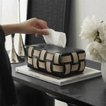 Elegant Faux Leather Tissue Box Cover – Minimalist Design with Snap Fastener