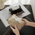 Elegant Faux Leather Tissue Box Cover – Minimalist Design with Snap Fastener