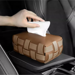 Elegant Faux Leather Tissue Box Cover – Minimalist Design with Snap Fastener