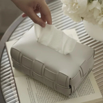 Elegant Faux Leather Tissue Box Cover – Minimalist Design with Snap Fastener