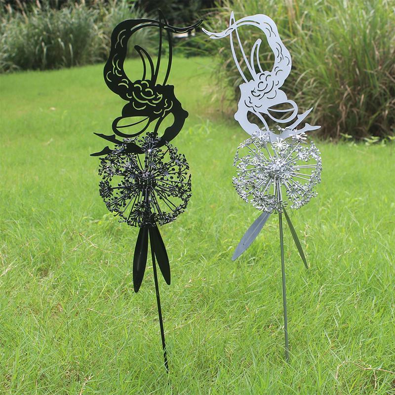 Tanzende Elfe und Löwenzahn - Garten Skulptur für Außenbereiche