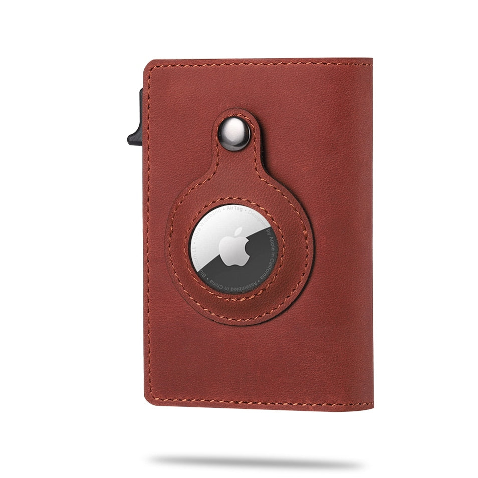 Elegant card holder with integrated AirTag compartment