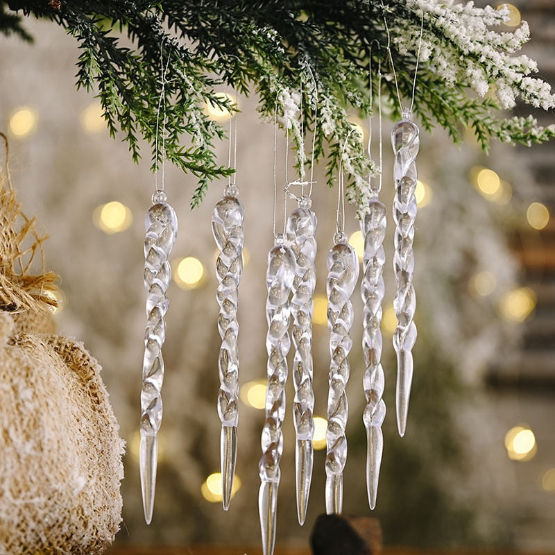 12 Artificial Icicles for Christmas Tree Decoration