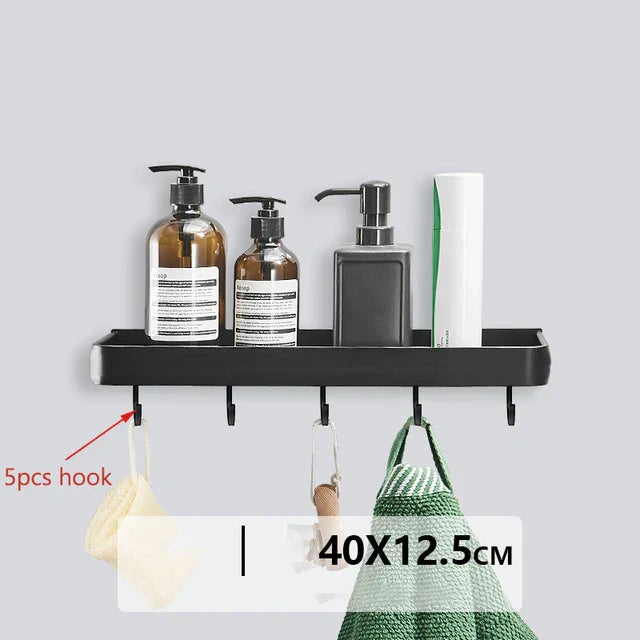 Black aluminum corner shelf without drilling - Voltyx