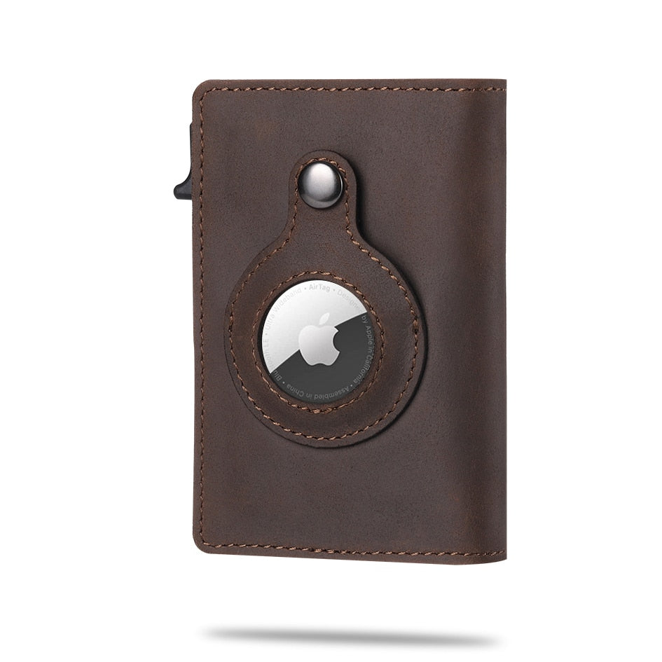 Elegant card holder with integrated AirTag compartment