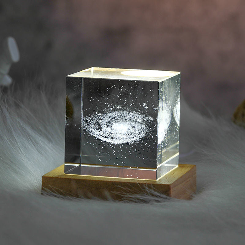 3D Kristallwürfel Mond Nachtlicht