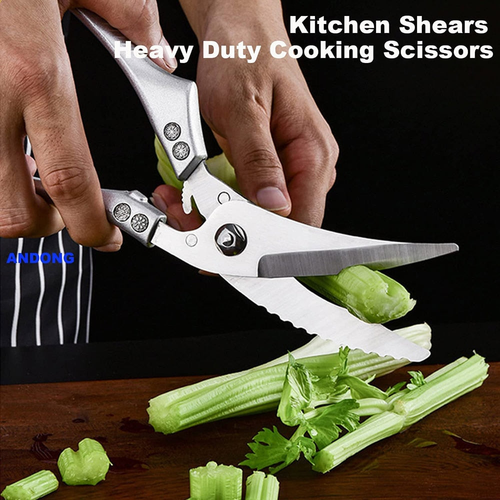 Powerful Stainless Steel Shears for Meat and Vegetables