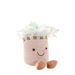 Plush toy with cheerful floral design