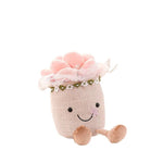 Plush toy with cheerful floral design
