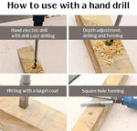 Precision Wood Drill Bits | Square Mortise Chisel Drill Bit Set for Wood | With Chip Removal