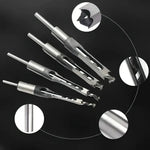 Precision Wood Drill Bits | Square Mortise Chisel Drill Bit Set for Wood | With Chip Removal