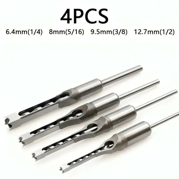 Precision Wood Drill Bits | Square Mortise Chisel Drill Bit Set for Wood | With Chip Removal