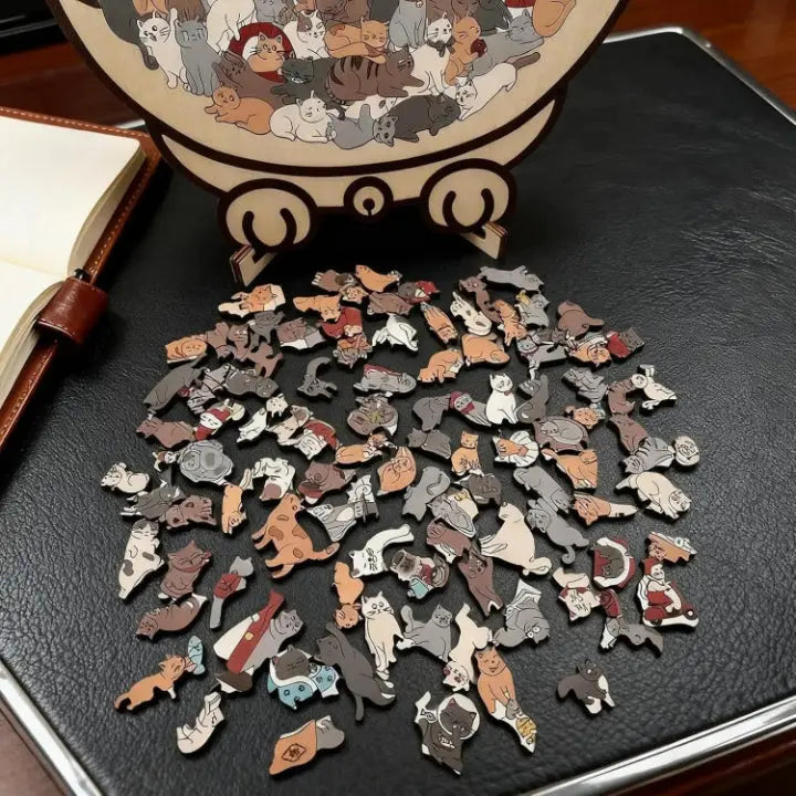 Relaxing Wooden Cat Puzzle