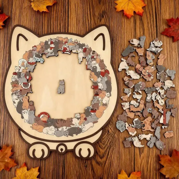 Relaxing Wooden Cat Puzzle