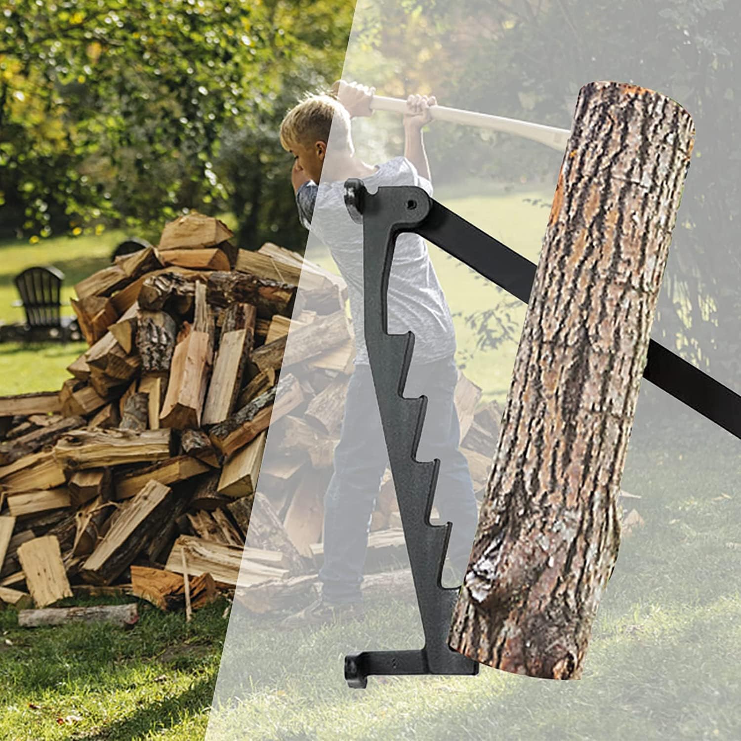 Wall-mounted Log Splitter | Lever Mechanism | Safe Wood Splitting | Carbon Steel