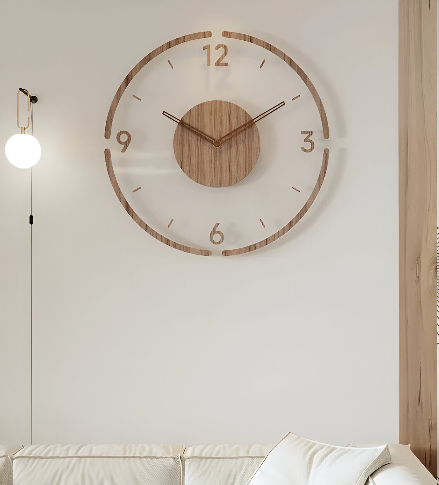 Elegant Wall Clock with Wood Accents – Silent Quartz Movement