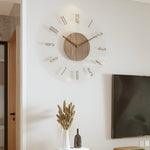 Elegant Wall Clock with Wood Accents – Silent Quartz Movement