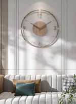 Elegant Wall Clock with Wood Accents – Silent Quartz Movement