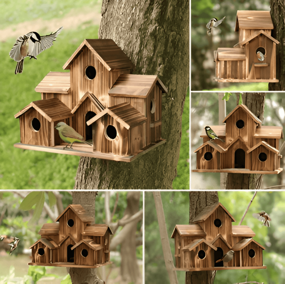 Hanging Wooden Birdhouse with Hanging Cord