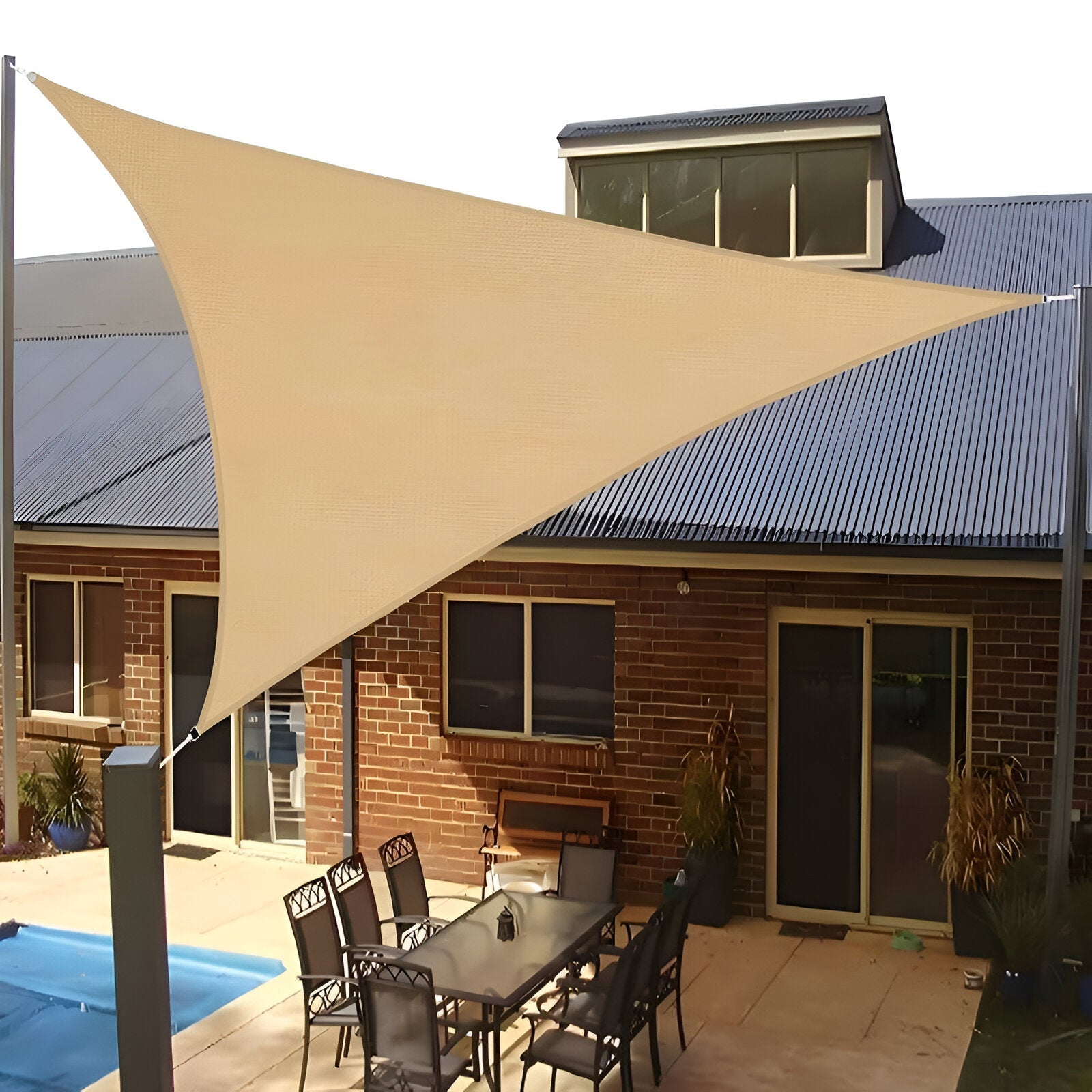 Triangular Sun Shade Sail – UV and Weather Resistant for Outdoor Use