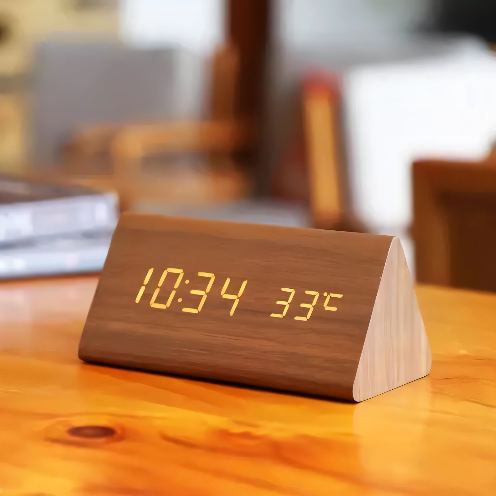 Elegante Holz LED Digitale Weckeruhr – Stilvoll, Anpassbar & Smart