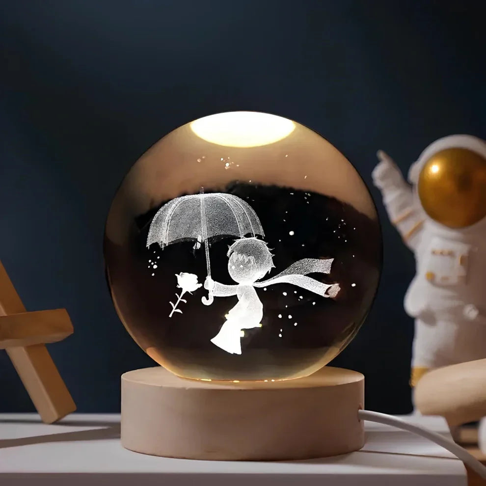Elegant Crystal Ball Lamp with 3D Laser Art for a Relaxing Atmosphere