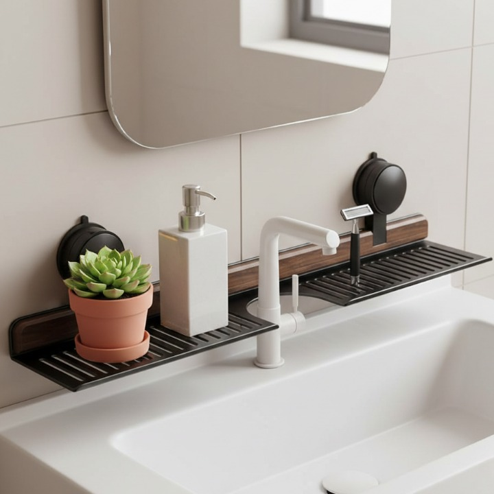 Elegant Wooden Shelf for Your Sink – Organized Without Drilling