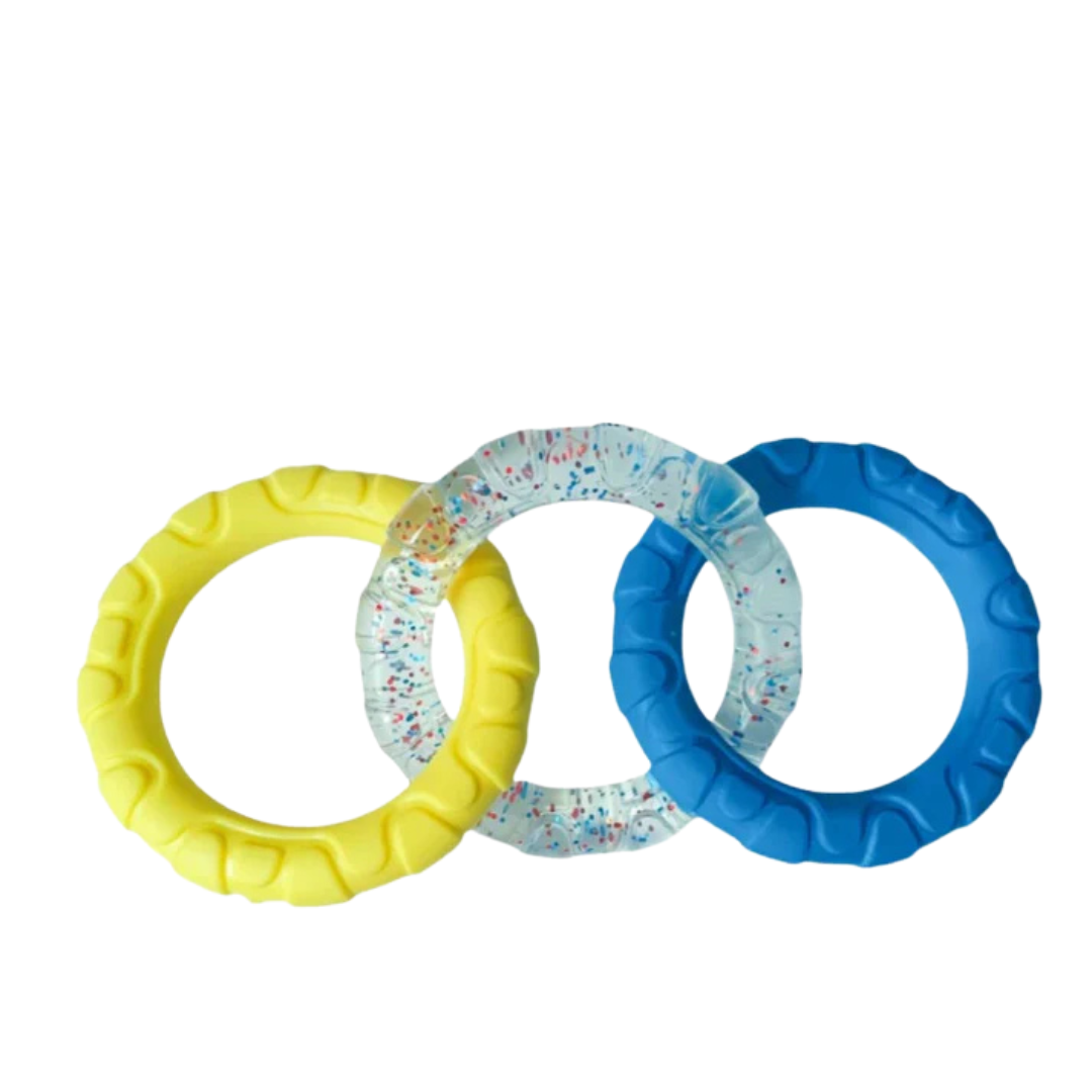 Robustes Kau Spielzeug für Hunde mit 3 Ringen, zahnfreundlich