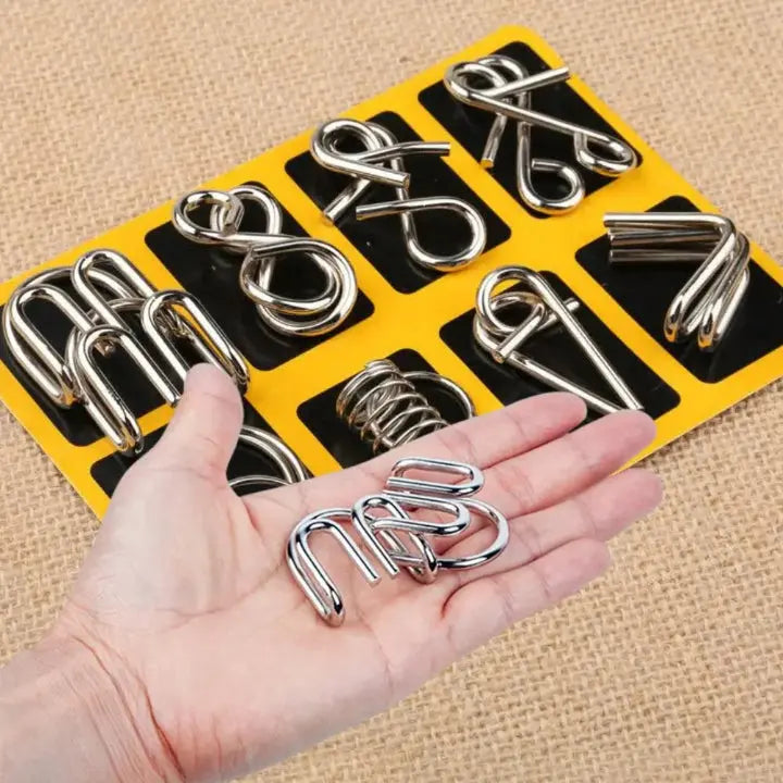 Fascinating Metal Puzzle Set – Ideal for Holidays and Game Nights, 8 Pieces