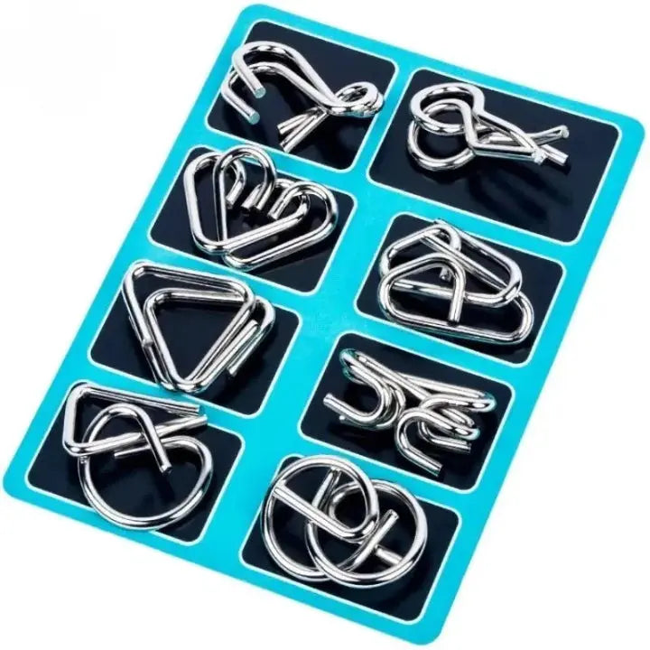 Fascinating Metal Puzzle Set – Ideal for Holidays and Game Nights, 8 Pieces