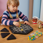 Family game with triangular rubber band for chess